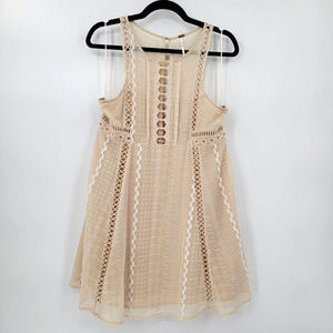 Free People Women's 10 Wherever you go Antique Lace Crochet Cut Out Mini Dress